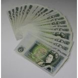 One hundred and one Bank of England one pound notes, D.H.F. Somerset Chief Cashier, including some