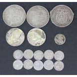 A group of British and foreign coins, comprising four 1951 Festival of Britain crowns with