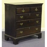 A 19th Century oak chest of two short and three long drawers, on bracket feet, height approx