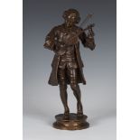 Adrien-Étienne Gaudez - 'Mozart', a late 19th Century French brown patinated cast bronze full-length