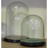 A late Victorian glass display dome, height approx 38.5cm, diameter approx 24.8cm, raised on a