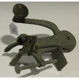 An early 20th Century cast metal bar mounted 'safety' corkscrew, probably by the Gunn Castor Company
