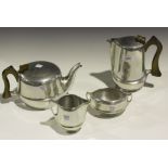 A Picquot Ware J6 four-piece tea set, comprising teapot, hot water jug, milk jug and sugar bowl.