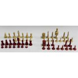 A collection of 19th Century ivory and bone chess pieces.