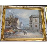 Burnett - Continental Street Scene, 20th Century oil on canvas, signed, approx 50cm x 60cm, within a