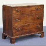 A George III mahogany chest of three long drawers, on bracket feet, height approx 91cm, width approx