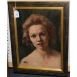 Nicholas Egon - Head and Shoulders Portrait of a Lady, oil on linen laid on board, signed with