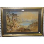 Cornelius Pearson - View of Mountains and Lake, watercolour and gouache, signed and dated 1855,