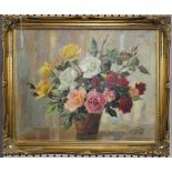 A. Nikolsky - Still Life Study of Roses in a Pot, oil on canvas, signed and dated 1967, approx