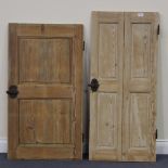 Two diminutive 19th Century pine panel doors, approx 111cm x 49cm and 101cm x 55cm.