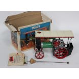 A Mamod TE1a spirit fired traction engine, length approx 25cm, boxed (some playwear, box creased,