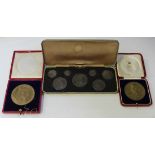 A Victoria 1887 Silver Jubilee seven-coin specimen set, from crown to threepence, with a later case,