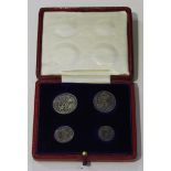 An Edward VII four-coin Maundy set 1904, with a case.
