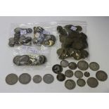 A collection of British pre-1920 silver coins, comprising two half-crowns, four florins, six