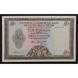 A National Commercial Bank of Scotland ten pounds note, dated 18th August 1966, serial number