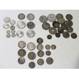 A collection of foreign mostly silver coins, comprising a Hamburg two marks 1902, a Germany one mark