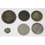 A South American 18th Century colonial issue silver cobb coinage half-real, a forgery of a Charles