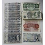 A quantity of Bank of England banknotes, various issues and cashiers, comprising fifteen five pounds
