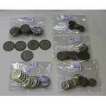 A collection of British pre-1947 coinage, comprising five half-crowns, nineteen florins, eighteen