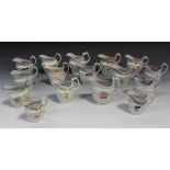 A group of sixteen Staffordshire porcelain cream jugs, circa 1795-1800, including Factory X and