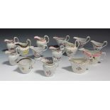 A group of fourteen Staffordshire porcelain cream jugs, circa 1795-1800, including Factory X,