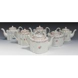 A Staffordshire Factory X porcelain teapot and cover, circa 1800, of silver or commode shape,