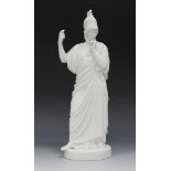 A Bing & Grondahl biscuit porcelain figure of Athena, early 20th Century, modelled standing