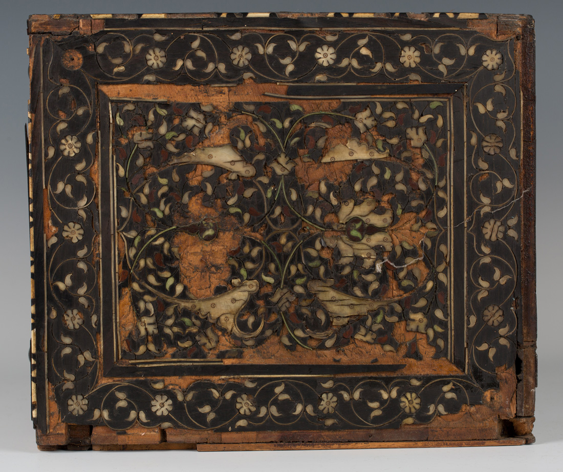 A late 17th/early 18th Century Indo-Portuguese hardwood, ivory and green stained ivory inlaid - Image 3 of 5