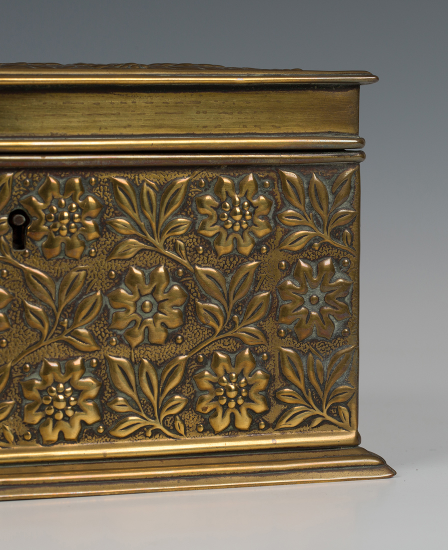 A pair of late Victorian Aesthetic period embossed brass boxes, possibly by Morris & Co, one - Image 5 of 5