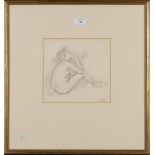 Ambrose McEvoy - Seated Female Nude, pencil drawing, signed with studio stamp, approx 19.5cm x 20.