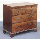 A 19th Century mahogany chest of two short and two long drawers, on bracket feet, height approx