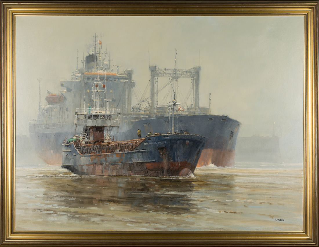 John Lines - 'Ugly Duckling Departure', 20th Century oil on canvas, signed recto, titled Mall - Image 2 of 4