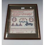 An early 20th Century Dutch needlework sampler by 'Mina Woolbrink, School Stokkum', dated 1919,