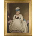 After George Romney - Serena reading, 19th Century pastel, approx 89.5cm x 67cm, within a gilt frame