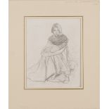 Ernest Howard Shepard - Study of a Seated Girl, pencil drawing, dated 15/6/09 recto, additional