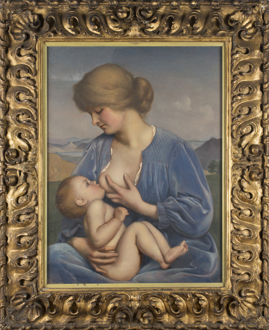 Neville Stephen Lytton - 'Motherhood', early 20th Century oil on board, artist's name and titled - Image 2 of 4