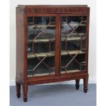 A 19th Century and later mahogany display cabinet, the moulded top above a pair of astragal glazed