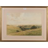 Gerald Ackermann - 'Arundel Castle from the Downs', mid-20th Century watercolour and pencil,