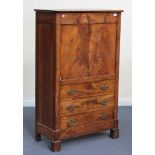 An early 19th Century Continental walnut escritoire, fitted with a drawer above a fall front and