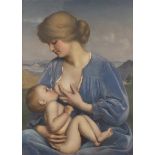 Neville Stephen Lytton - 'Motherhood', early 20th Century oil on board, artist's name and titled