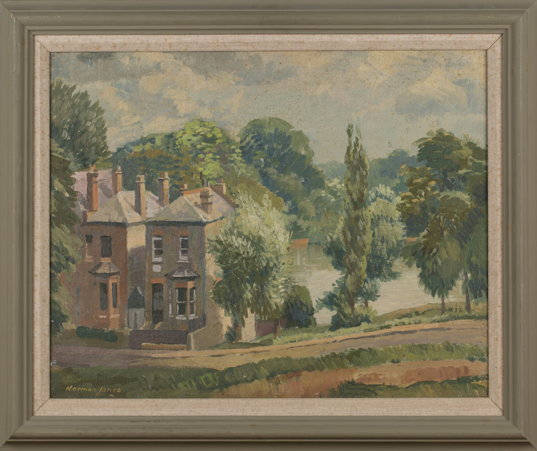 Norman Janes - 'The Vale Pond, Hampstead', oil on canvas, signed recto, titled label verso, approx