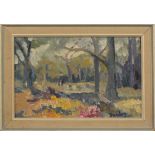 Ronald Ossory Dunlop - Landscape View, 20th Century oil on board, signed, approx 18.5cm x 30cm.