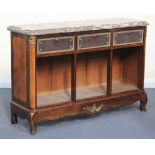 An early 20th Century French kingwood and gilt metal mounted marble top side cabinet, fitted with