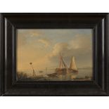 Late 18th/early 19th Century British School - Coastal View with Boats lying in Shallow Waters, oil