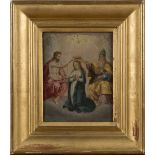 Continental School - The Coronation of the Virgin, 18th Century oil on copper panel, approx 15cm x