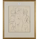 Edward Wolfe - 'Nude Studies', mid-20th Century pen and ink, artist's name and titled to The