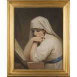 After George Romney - Emma, Lady Hamilton, as Contemplation, 19th Century pastel, approx 71.5cm x