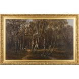 William Pitt - 'The Parth through the Wood, Burnham Wood', oil on canvas, signed with monogram and