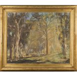 John Salvana, Australian School - Woodland Scene with Gum Trees, oil on canvas, signed and dated