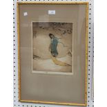 Dorsey Potter Tyson - Snow, hand-coloured etching, signed and editioned 37/100 in pencil, approx